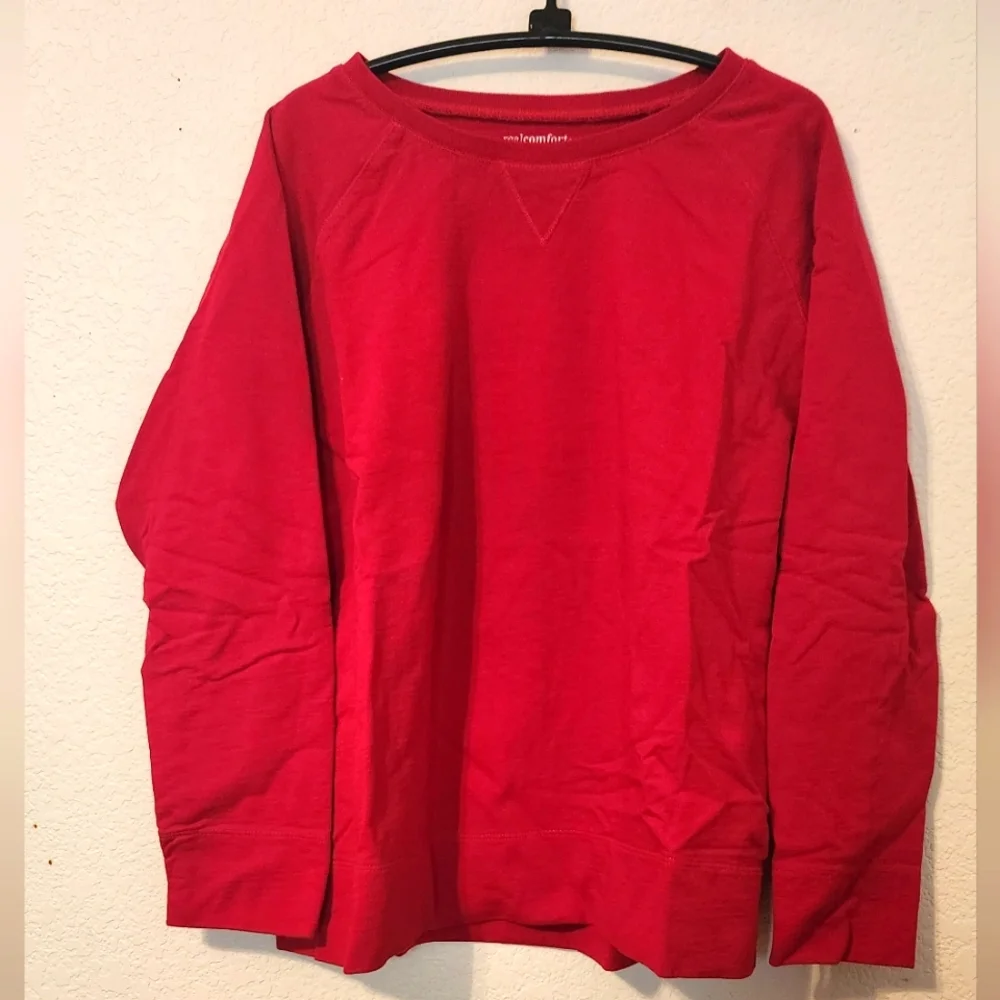 Real Comfort by Chadwicks‎ Red Knit Long Sleeve Pullover Top, Size PL